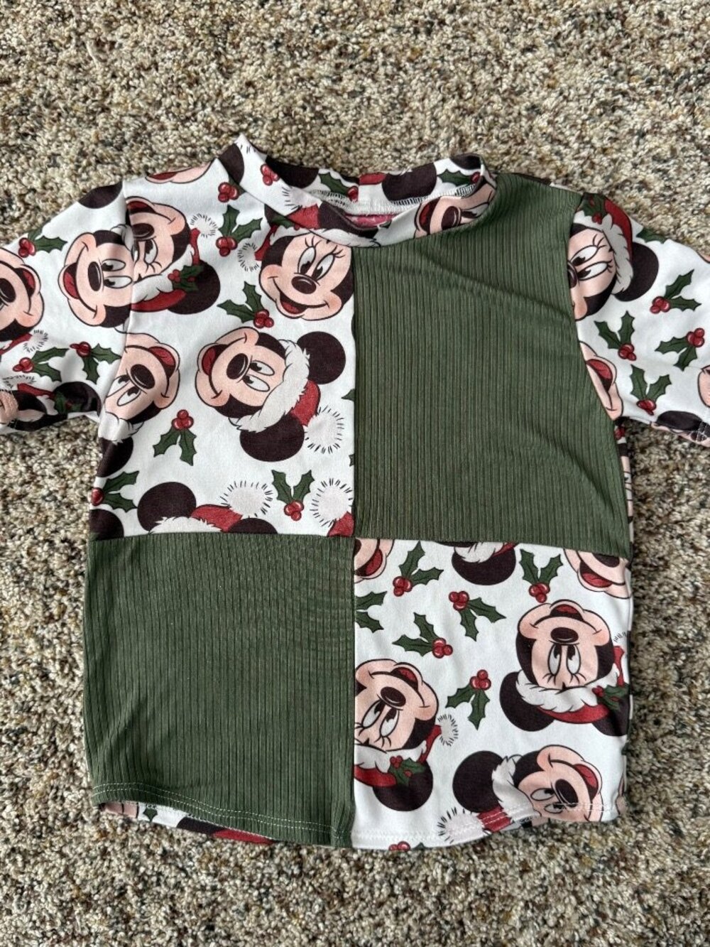 Handmade Disney Christmas Mickey Minnie Colorblock Top Shirt 18-24M